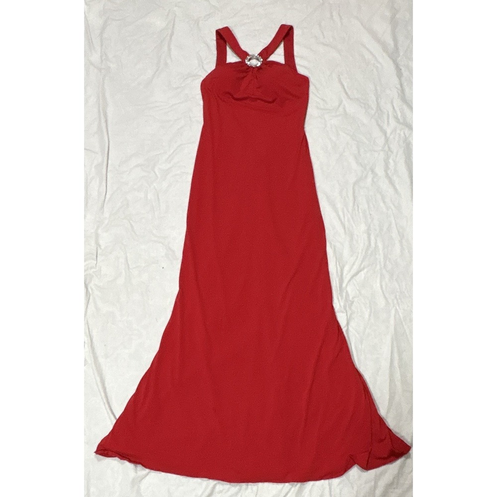 La Femme Red Formal Gown Size 4 Rhinestone Jewel Neck Mermaid Prom Evening Dress